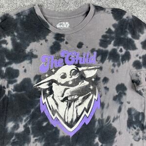 Star Wars T-Shirt Mens Size L Black Tie-Dye The Child Grogu Graphic Mandalorian